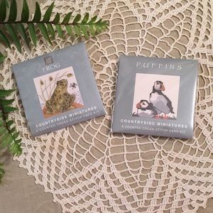 Frog And Puffins Cross Stitch Card Kits Harrods Great Britain New